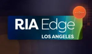 RIA Edge Los Angeles logo featuring vibrant colors, representing the 2025 Advisor Conference by Milemarker in the financial services sector.