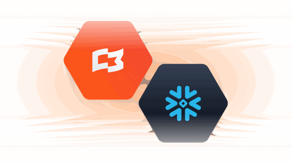Logos of AWS and Snowflake on an abstract orange background, representing enterprise security solutions for data protection in the Milemarker™ platform.